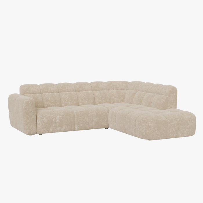 BELIZ Canapé d'angle en tissu beige - Angle droit