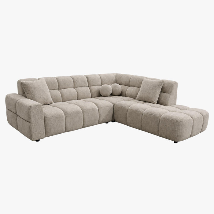BELIZ Canapé d'angle en tissu beige - Angle droit