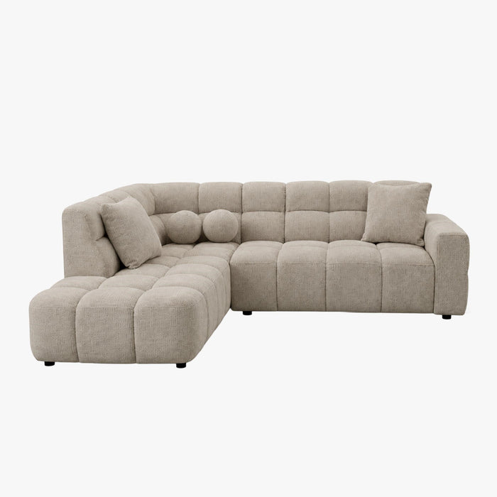 BELIZ Canapé d'angle en tissu beige - Angle gauche