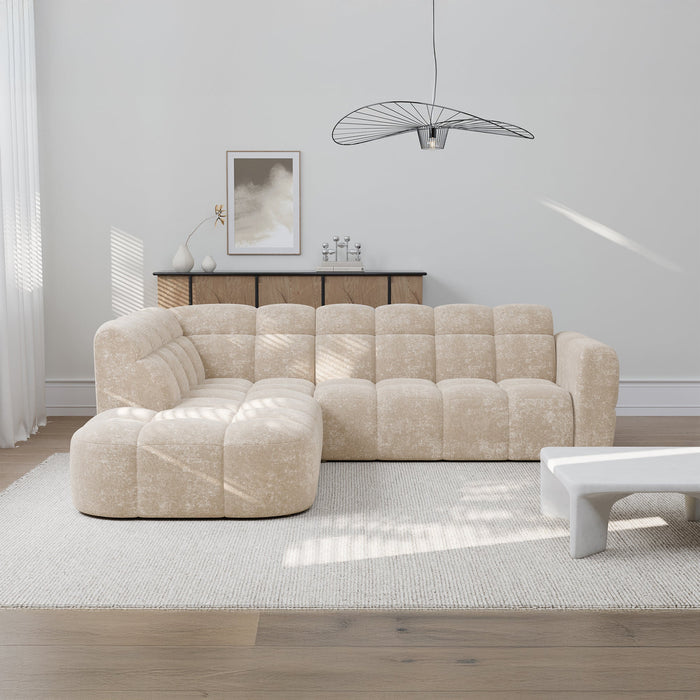 BELIZ Canapé d'angle en tissu beige - Angle gauche