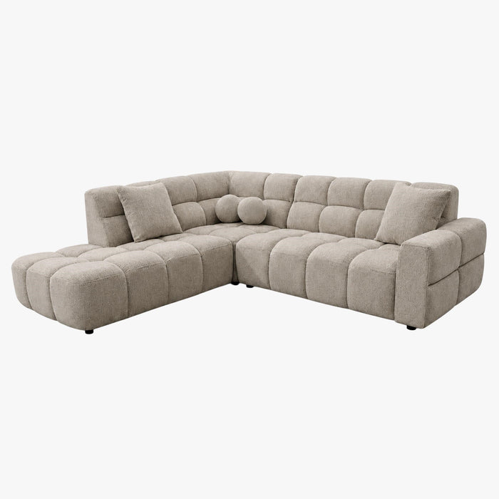 BELIZ Canapé d'angle en tissu beige - Angle gauche