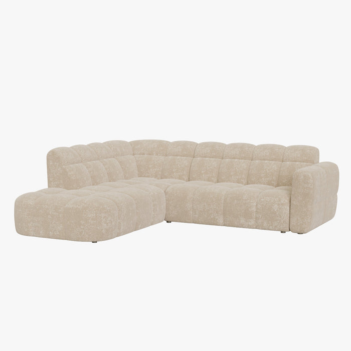 BELIZ Canapé d'angle en tissu beige - Angle gauche