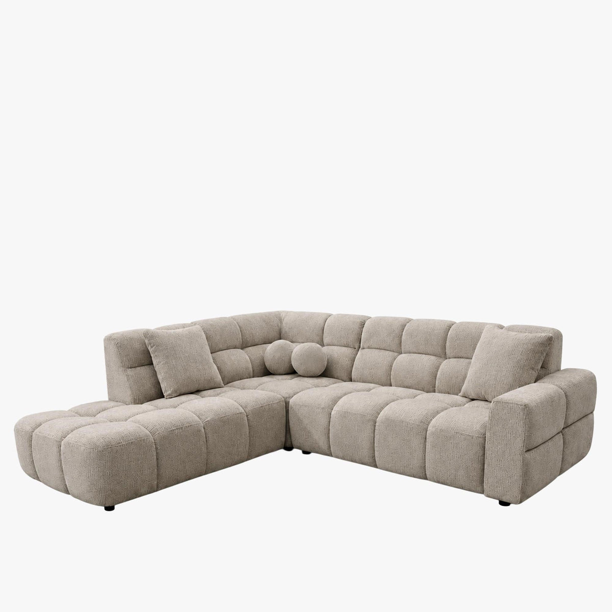 BELIZ Canapé d'angle en tissu beige - Angle gauche - Canapés d'angle - Mobilier Deco