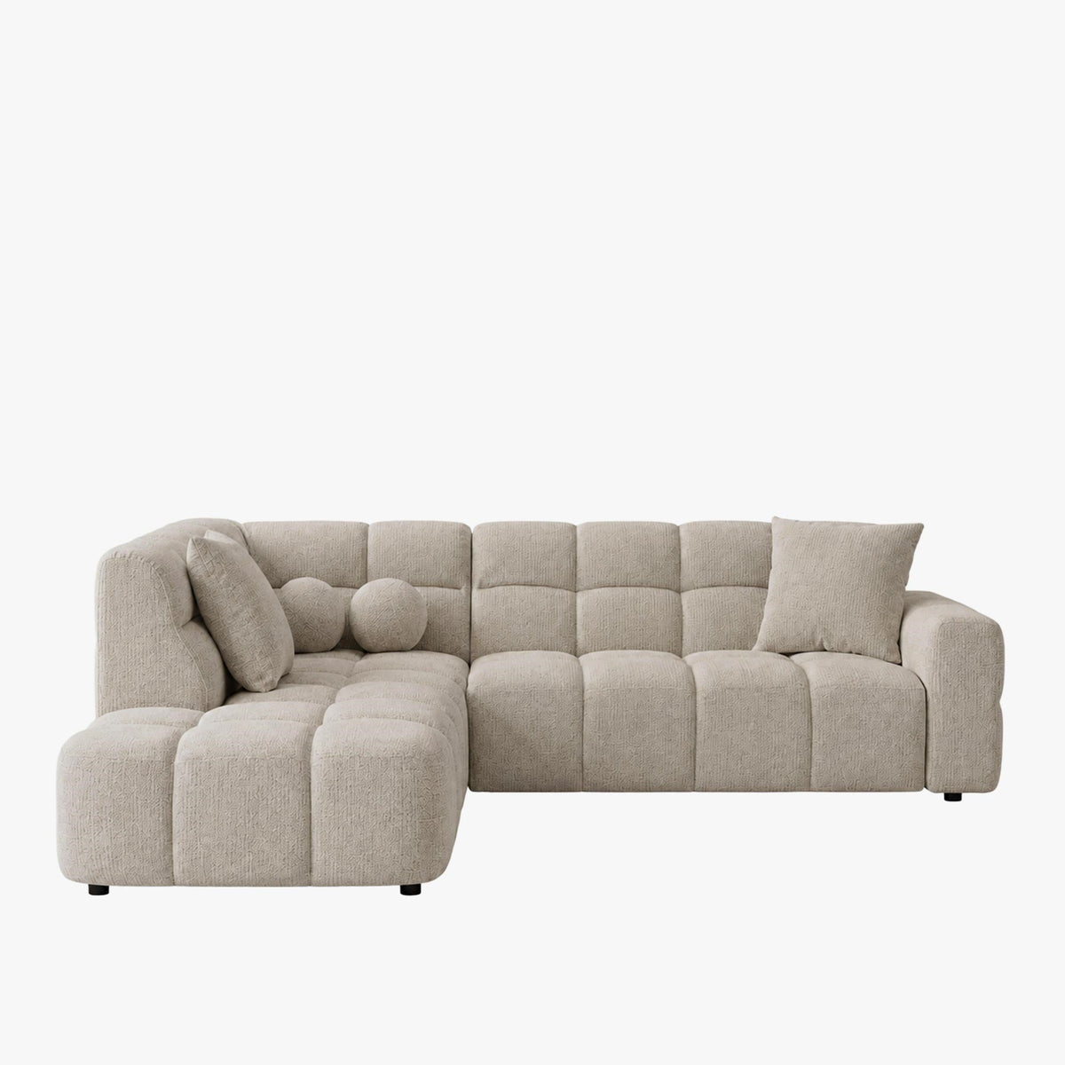 BELIZ Canapé d'angle en tissu beige - Angle gauche - Canapés d'angle - Mobilier Deco