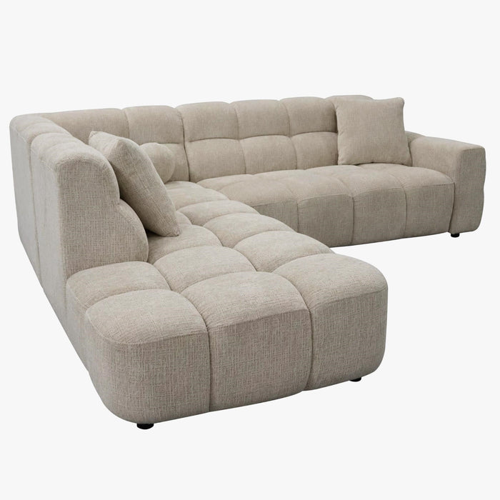 BELIZ Canapé d'angle en tissu beige - Angle gauche