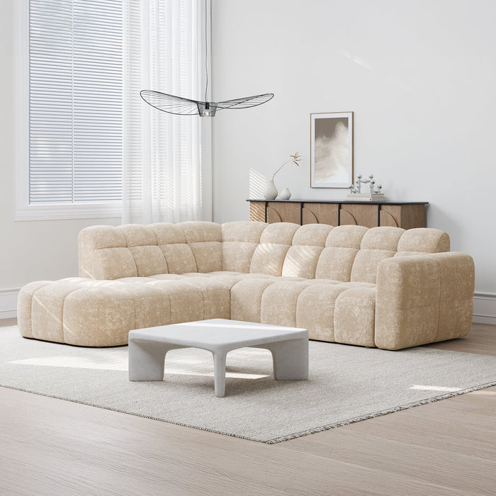 BELIZ Canapé d'angle en tissu beige - Angle gauche