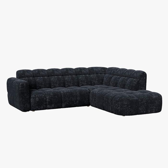 BELIZ Canapé d'angle en tissu noir - Angle droit