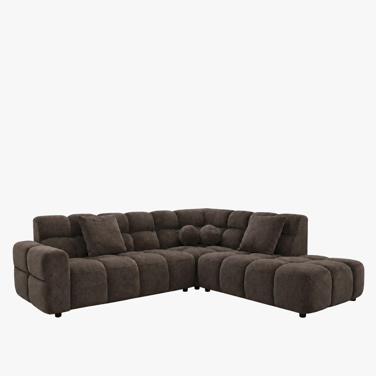 BELIZ Canapé d'angle en tissu noir - Angle droit - Canapés d'angle - Mobilier Deco