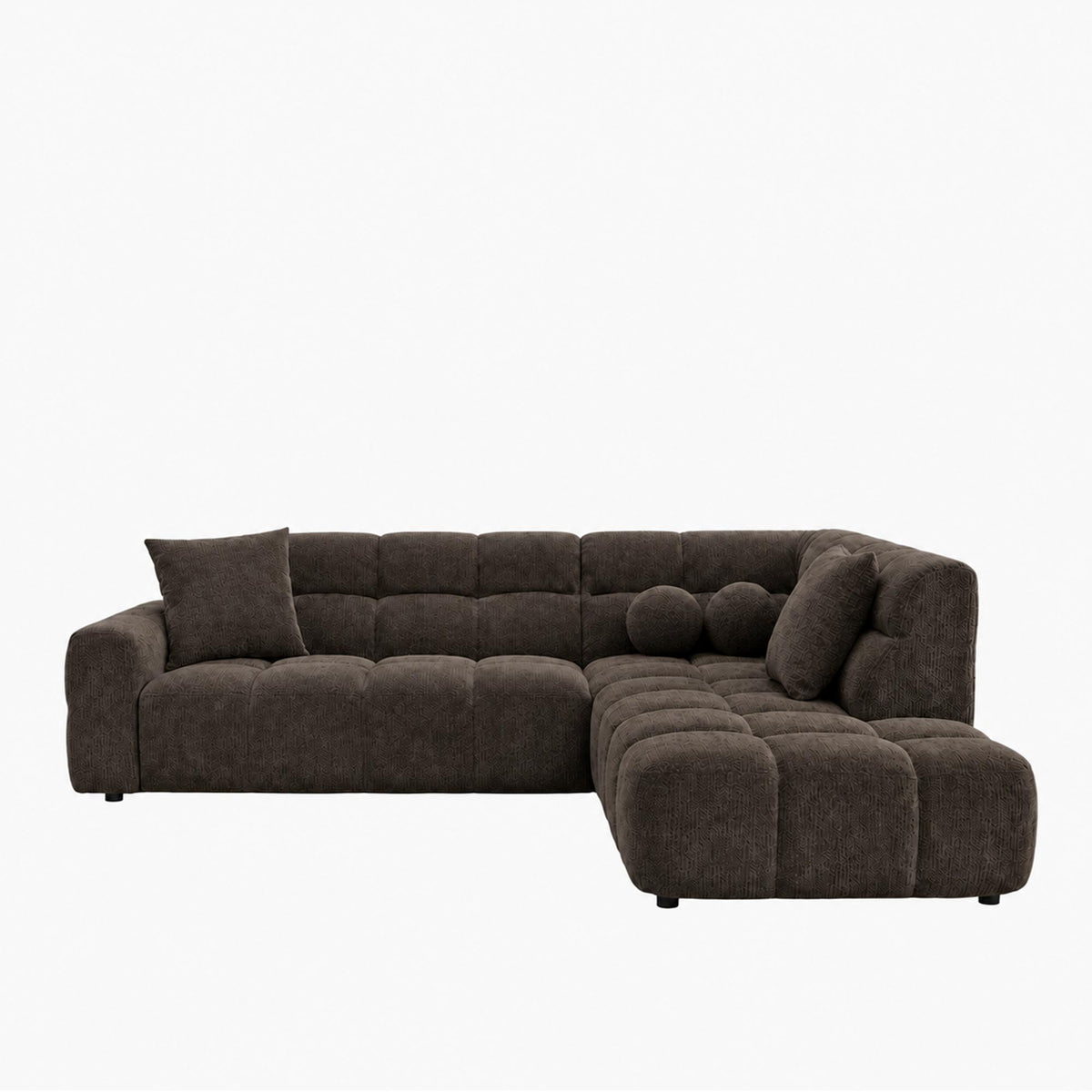 BELIZ Canapé d'angle en tissu noir - Angle droit - Canapés d'angle - Mobilier Deco