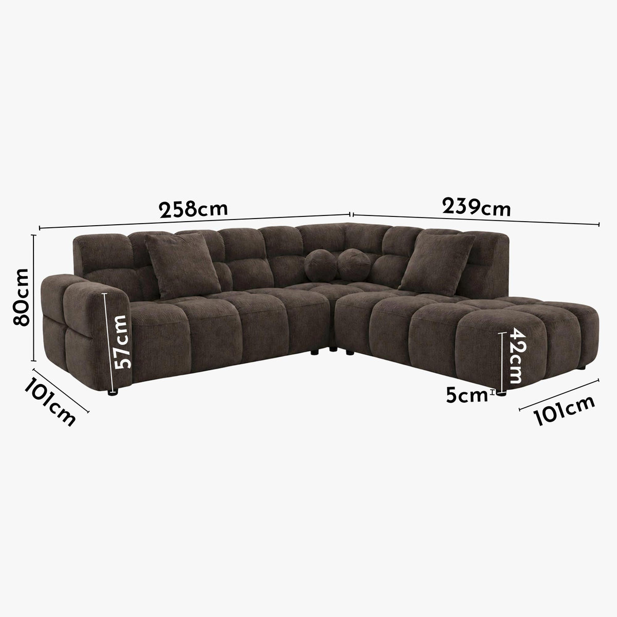 BELIZ Canapé d'angle en tissu noir - Angle droit - Canapés d'angle - Mobilier Deco
