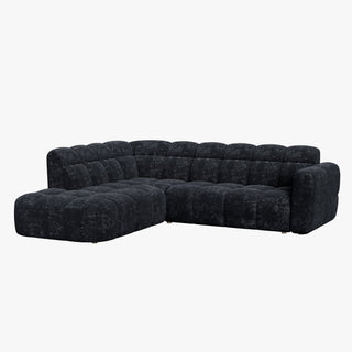 BELIZ Canapé d'angle en tissu noir - Angle gauche