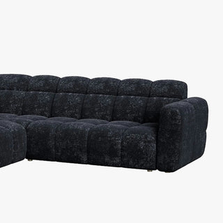 BELIZ Canapé d'angle en tissu noir - Angle gauche
