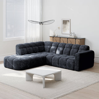 BELIZ Canapé d'angle en tissu noir - Angle gauche
