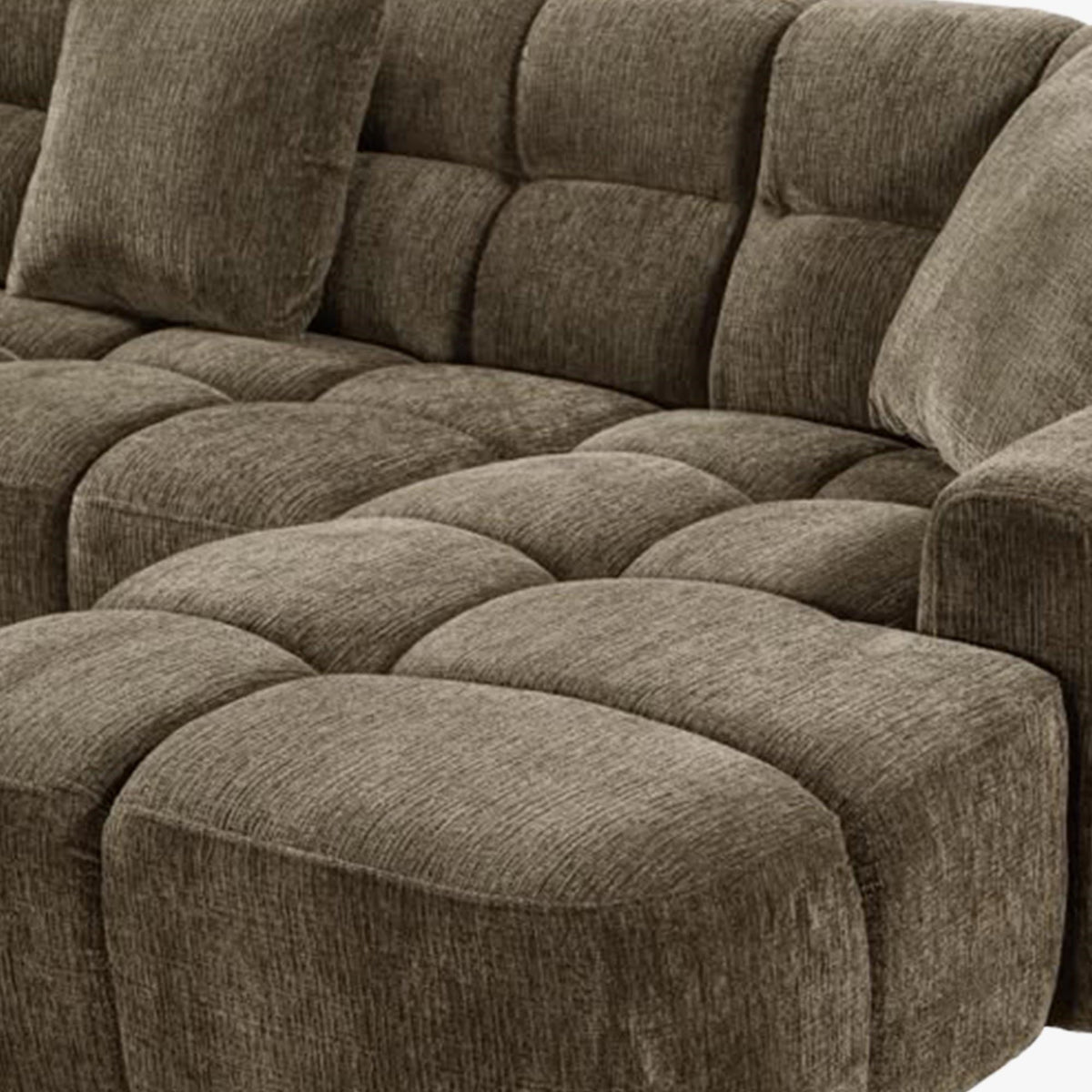 BELIZ Canapé d'angle en tissu taupe - Angle droit - Canapés d'angle - Mobilier Deco