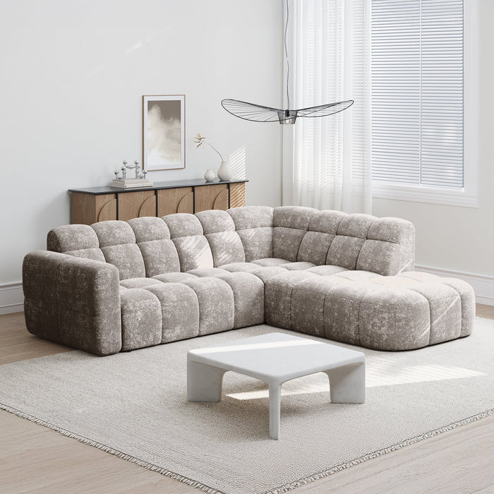 BELIZ Canapé d'angle en tissu taupe - Angle droit