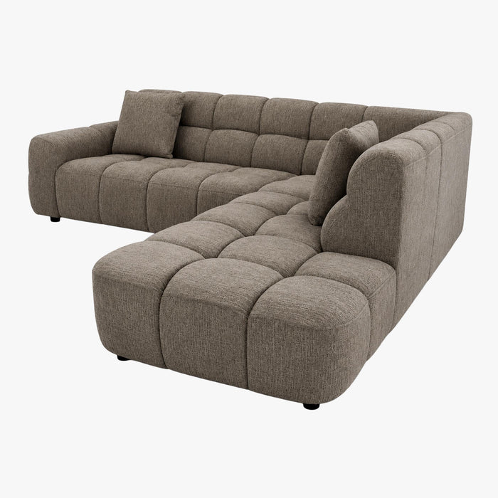BELIZ Canapé d'angle en tissu taupe - Angle droit