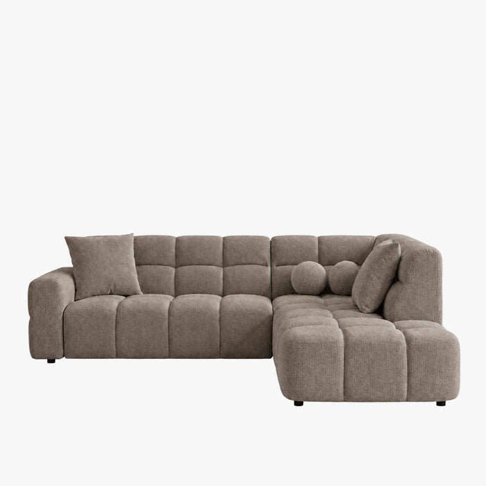 BELIZ Canapé d'angle en tissu taupe - Angle droit
