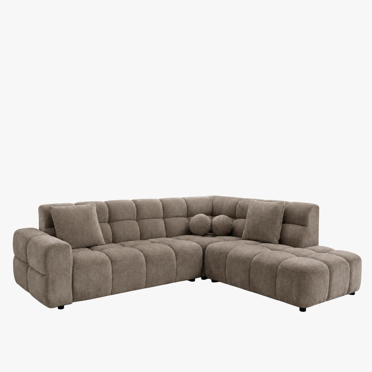BELIZ Canapé d'angle en tissu taupe - Angle droit - Canapés d'angle - Mobilier Deco
