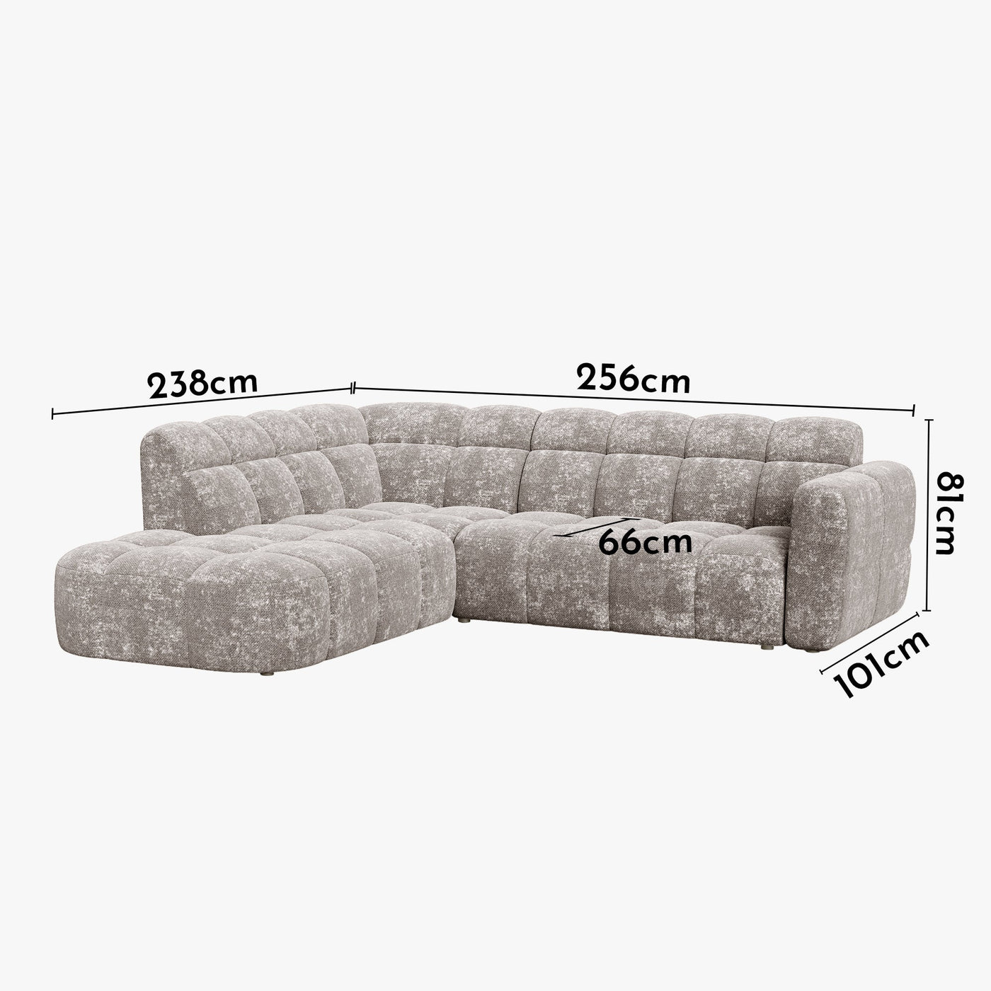 BELIZ Canapé d'angle en tissu taupe - Angle gauche - Canapés d'angle - Mobilier Deco