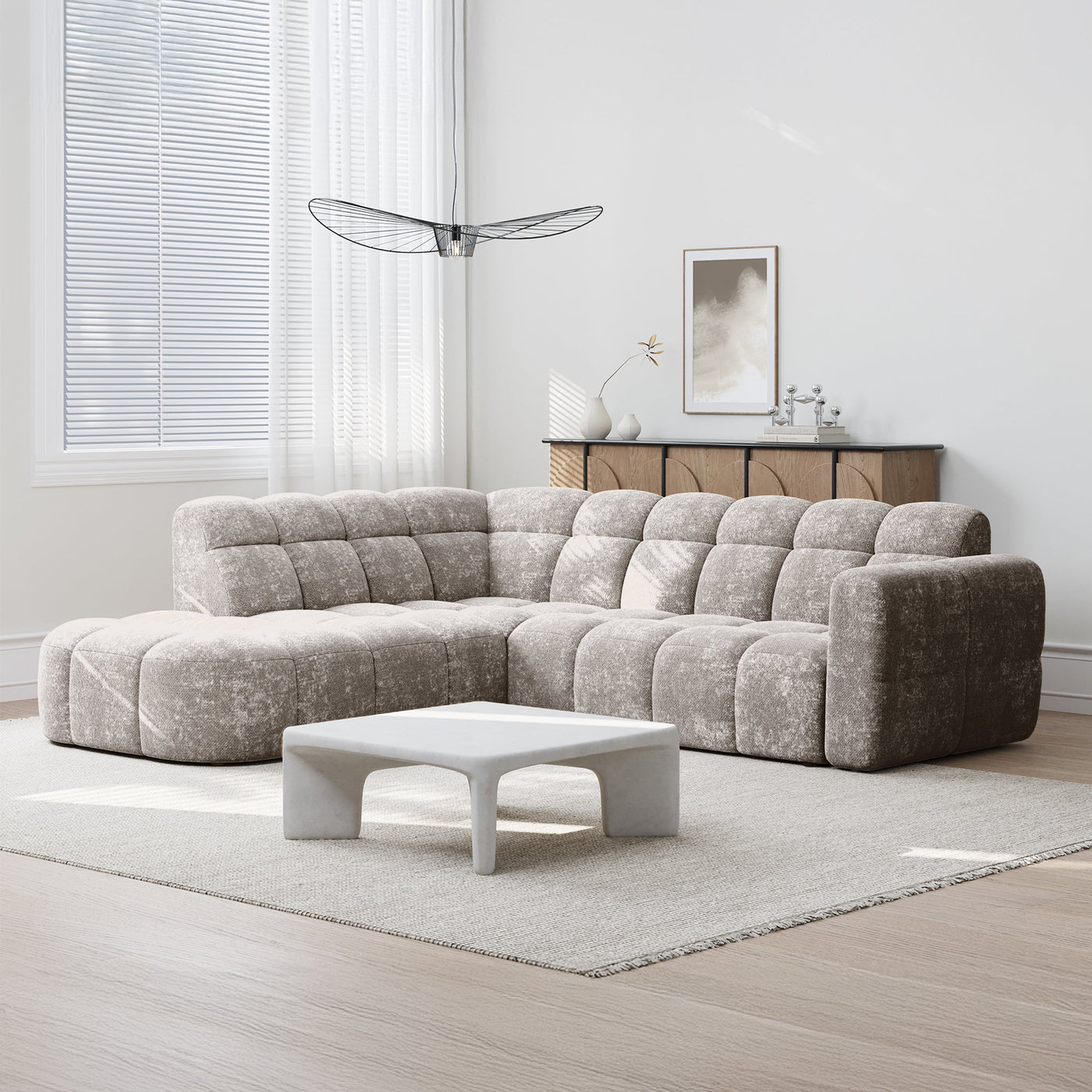 BELIZ Canapé d'angle en tissu taupe - Angle gauche - Canapés d'angle - Mobilier Deco