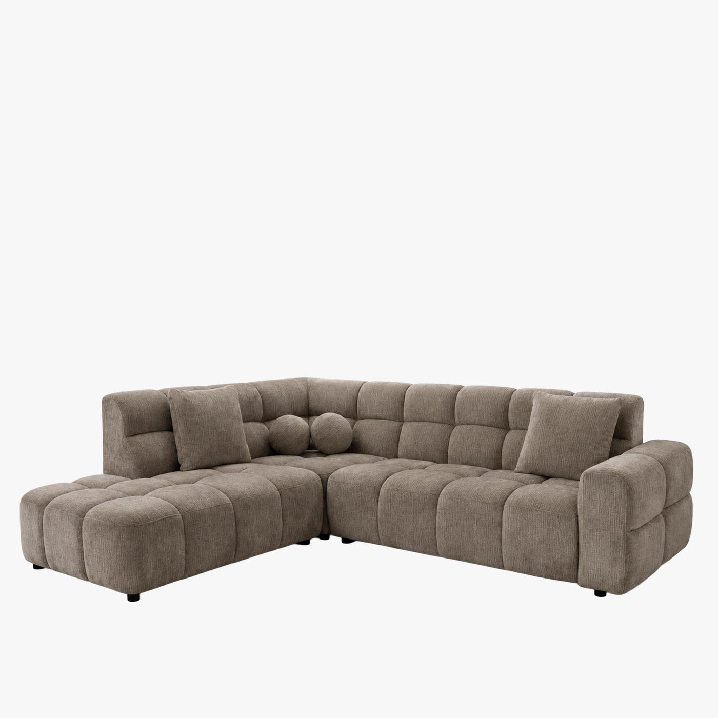 BELIZ Canapé d'angle en tissu taupe - Angle gauche - Canapés d'angle - Mobilier Deco