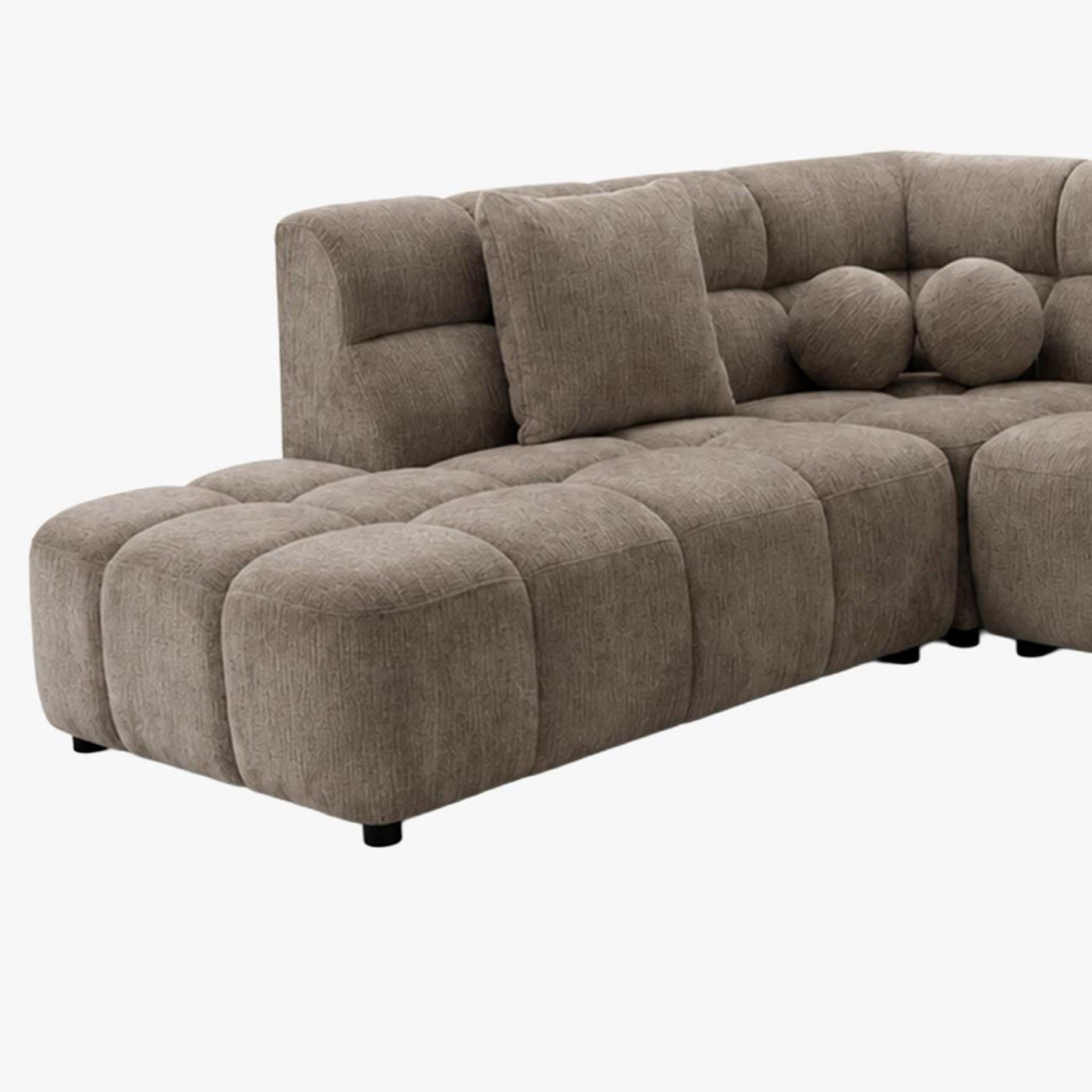 BELIZ Canapé d'angle en tissu taupe - Angle gauche - Canapés d'angle - Mobilier Deco