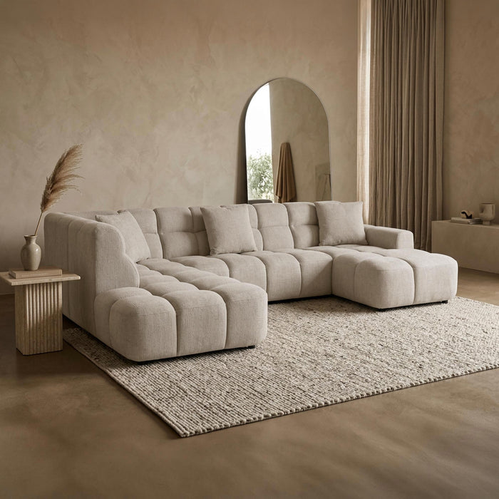 BELIZ XL Canapé panoramique tissu beige - Angle droit