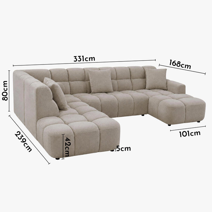 BELIZ XL Canapé panoramique tissu beige - Angle droit