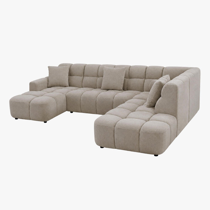 BELIZ XL Canapé panoramique tissu beige - Angle gauche