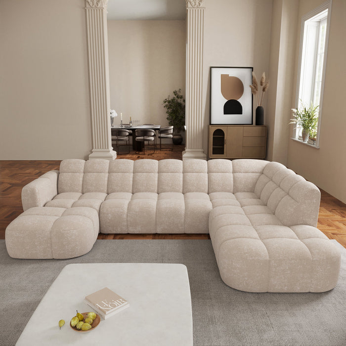 BELIZ XL Canapé panoramique tissu beige - Angle gauche