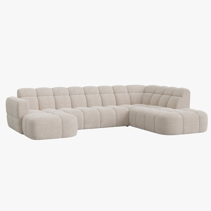 BELIZ XL Canapé panoramique tissu beige - Angle gauche