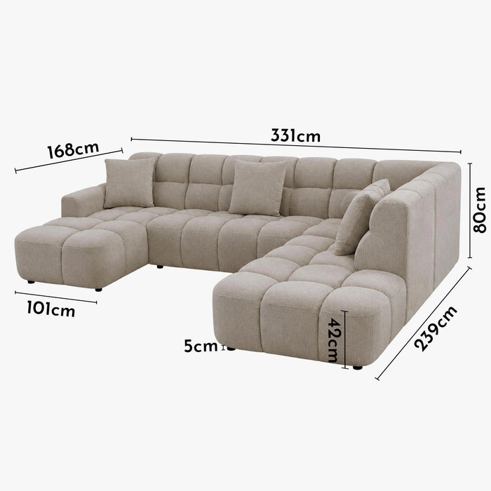 BELIZ XL Canapé panoramique tissu beige - Angle gauche