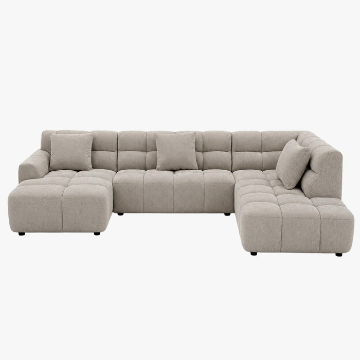 BELIZ XL Canapé panoramique tissu beige - Angle gauche