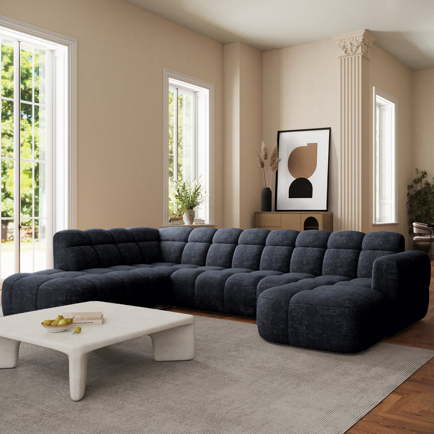 BELIZ XL Canapé panoramique tissu noir - Angle droit - Canapés panoramiques - Mobilier Deco