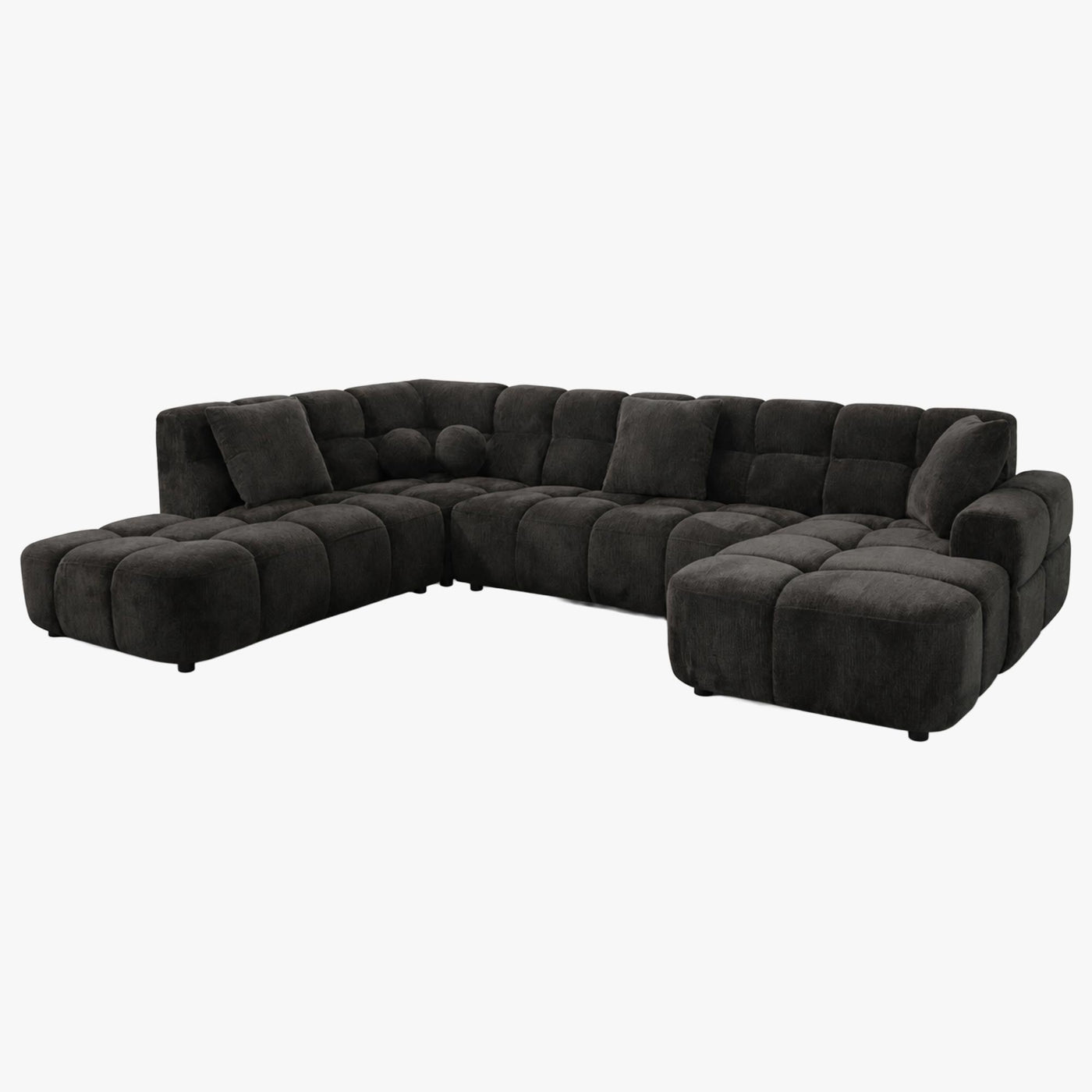 BELIZ XL Canapé panoramique tissu noir - Angle droit - Canapés panoramiques - Mobilier Deco