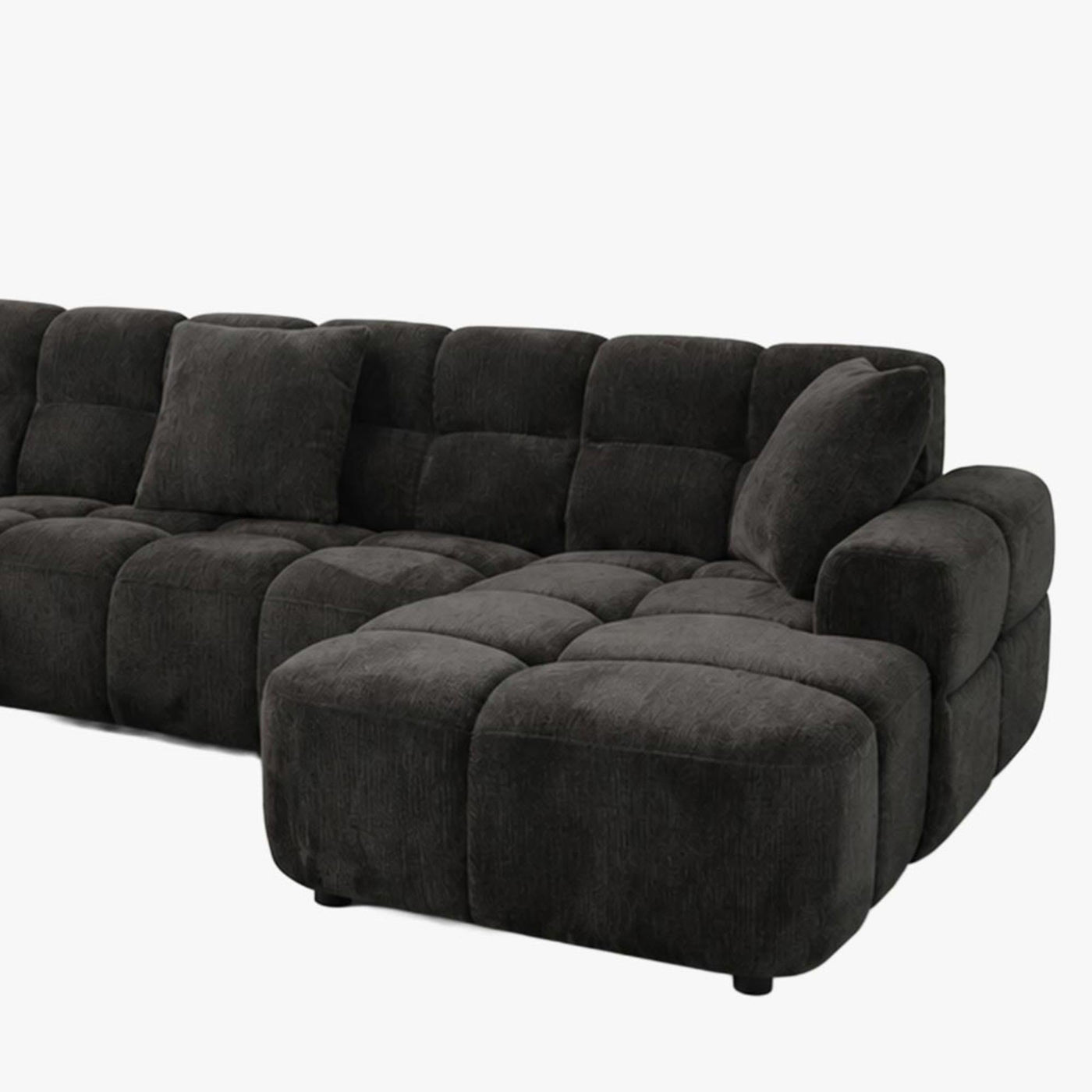 BELIZ XL Canapé panoramique tissu noir - Angle droit - Canapés panoramiques - Mobilier Deco