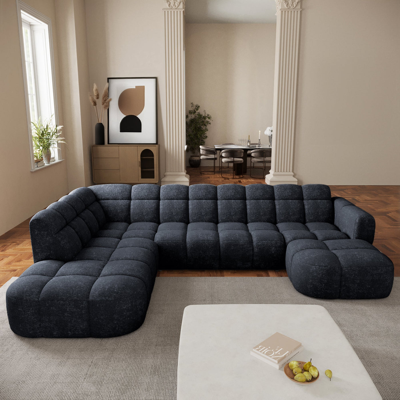 BELIZ XL Canapé panoramique tissu noir - Angle droit - Canapés panoramiques - Mobilier Deco