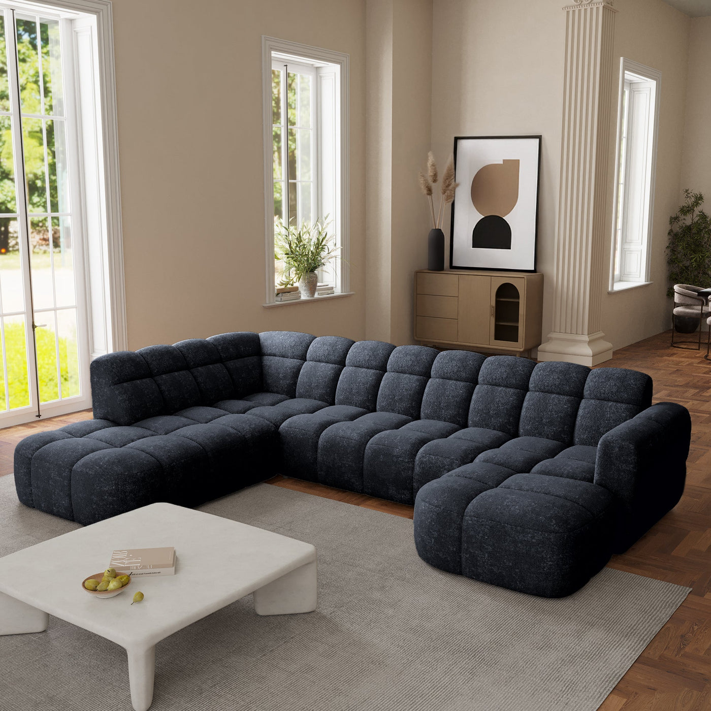 BELIZ XL Canapé panoramique tissu noir - Angle droit - Canapés panoramiques - Mobilier Deco