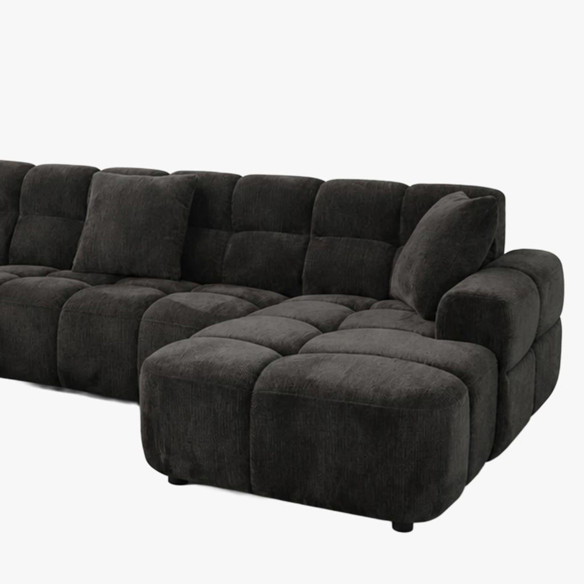 BELIZ XL Canapé panoramique tissu noir - Angle gauche - Canapés panoramiques - Mobilier Deco