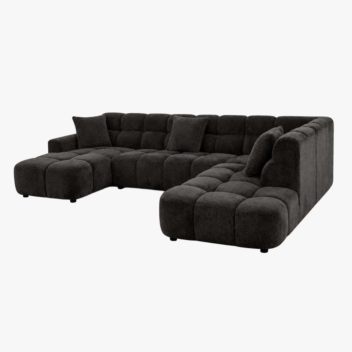 BELIZ XL Canapé panoramique tissu noir - Angle gauche - Canapés panoramiques - Mobilier Deco