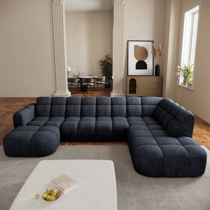 BELIZ XL Canapé panoramique tissu noir - Angle gauche