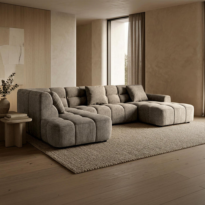 BELIZ XL Canapé panoramique tissu taupe - Angle droit