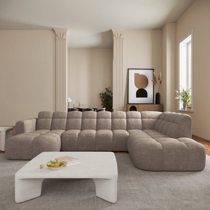 BELIZ XL Canapé panoramique tissu taupe - Angle gauche