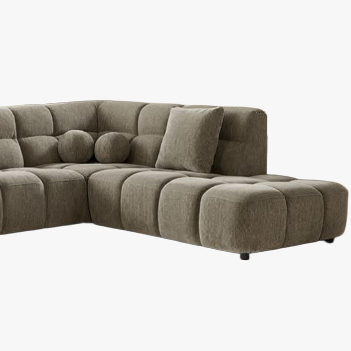 BELIZ XL Canapé panoramique tissu taupe - Angle gauche
