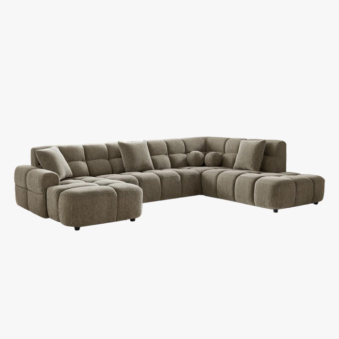 BELIZ XL Canapé panoramique tissu taupe - Angle gauche