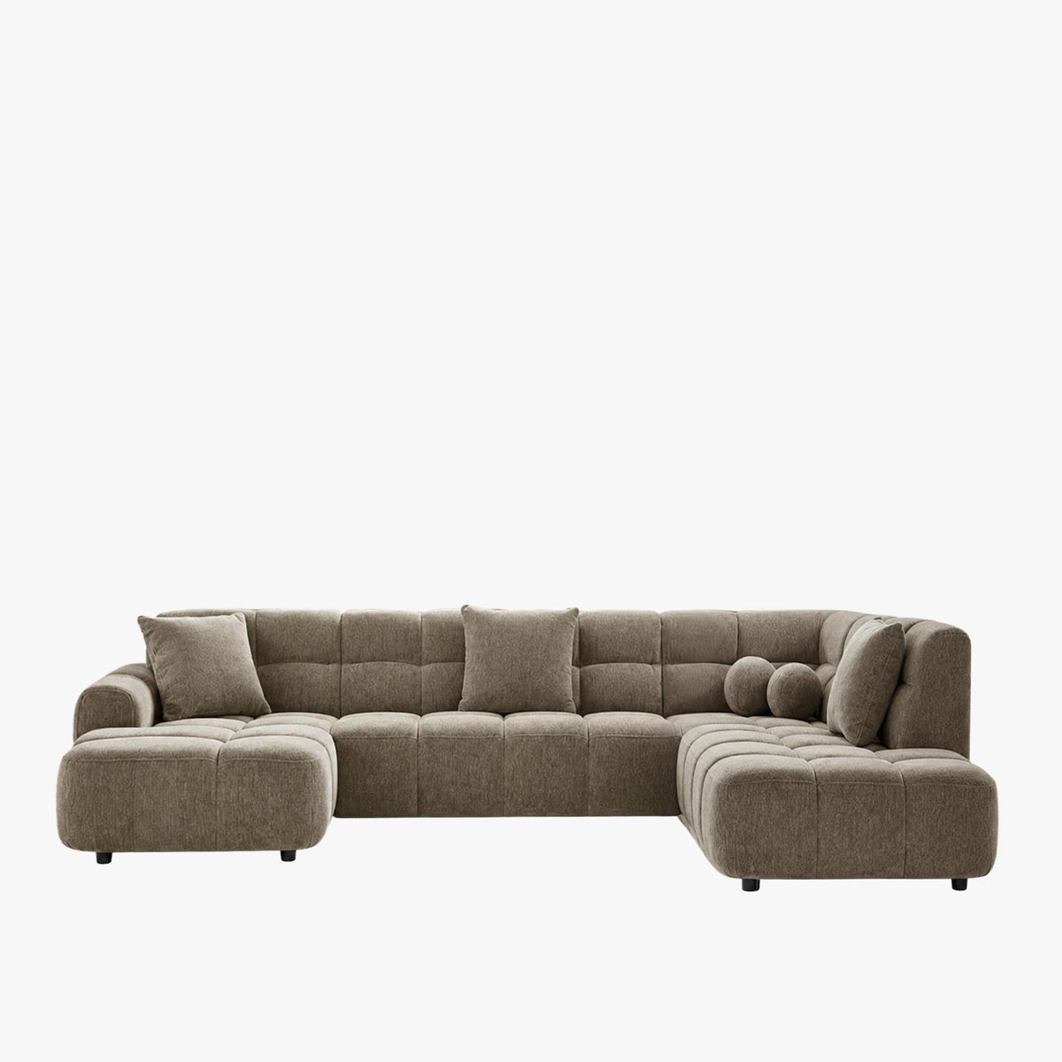 BELIZ XL Canapé panoramique tissu taupe - Angle gauche - Canapés panoramiques - Mobilier Deco