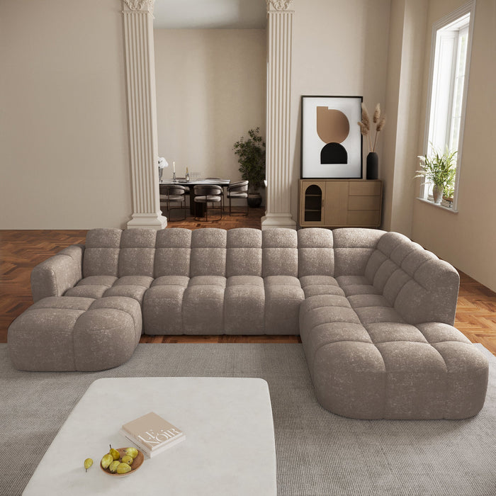 BELIZ XL Canapé panoramique tissu taupe - Angle gauche