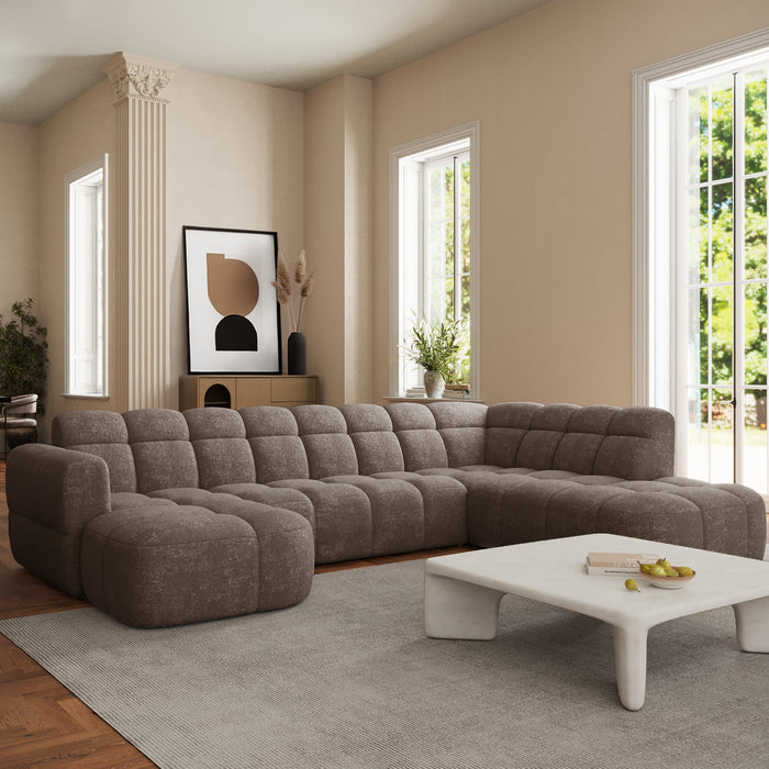 BELIZ XL Canapé panoramique tissu taupe foncé - Angle gauche