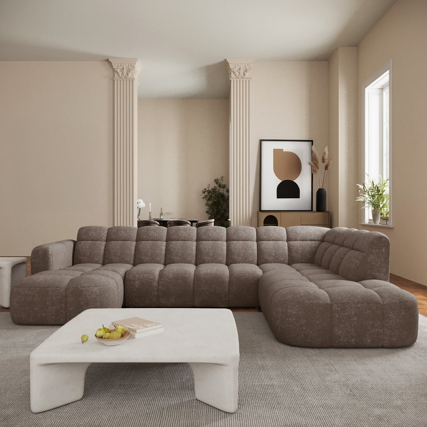 BELIZ XL Canapé panoramique tissu taupe foncé - Angle gauche - Canapés panoramiques - Mobilier Deco