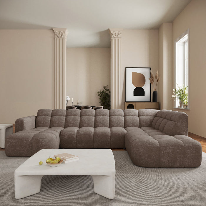 BELIZ XL Canapé panoramique tissu taupe foncé - Angle gauche